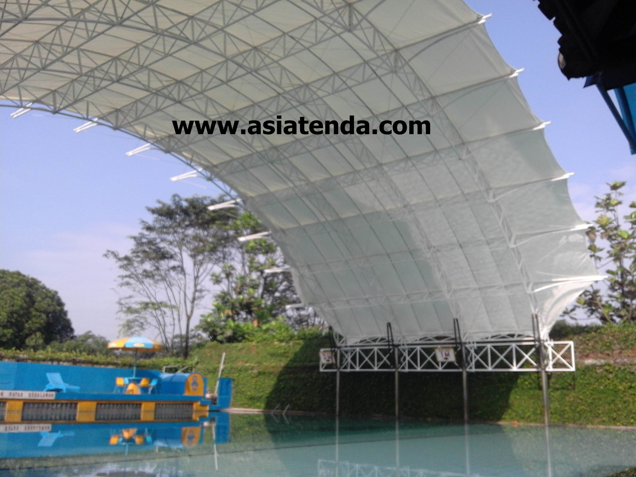 portofolio tenda membrane shade kolam renang samping kanan